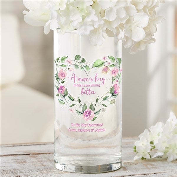 A Mom's Hug Personalized Glass Flower Vase  - 45867
