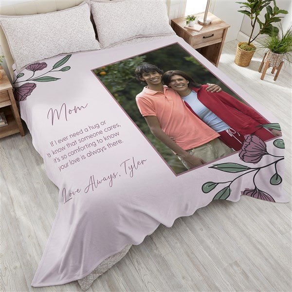 Floral Message for Mom Personalized Blanket - 45896