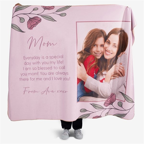 Floral Message for Mom Personalized Blanket - 45896