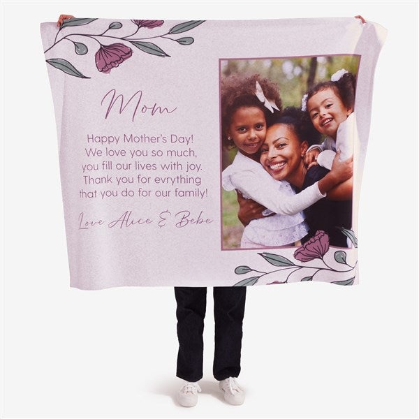 Floral Message for Mom Personalized Blanket - 45896
