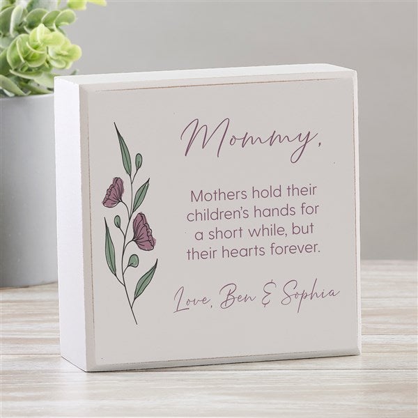 Floral Message for Mom Personalized Single Shelf Block Decoration - 45901