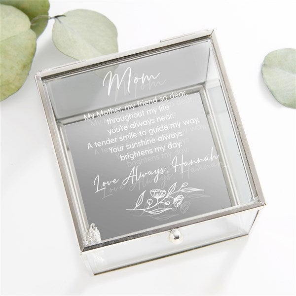 Floral Message For Mom Personalized Glass Jewelry Box  - 45902