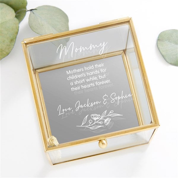 Floral Message For Mom Personalized Glass Jewelry Box  - 45902