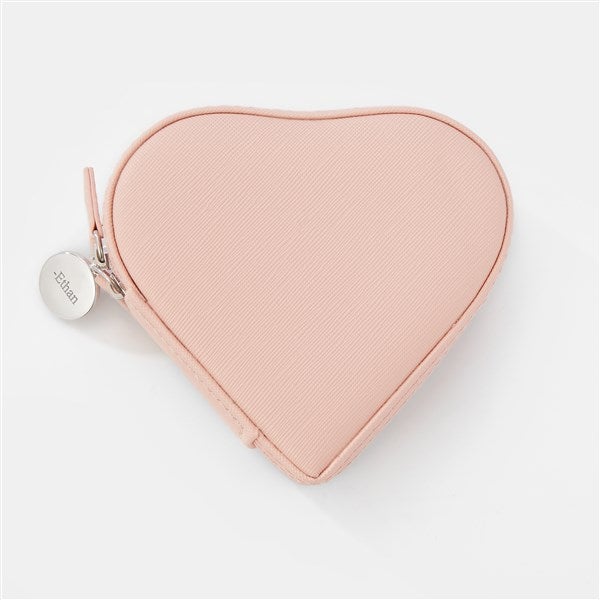 Engraved Heart Jewelry Box and Travel Case in Pink - 45938