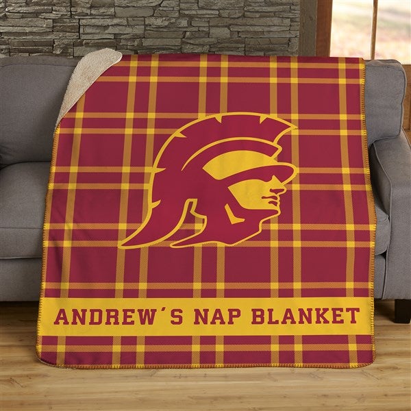 NCAA Plaid USC Trojans Personalized Blankets - 45945