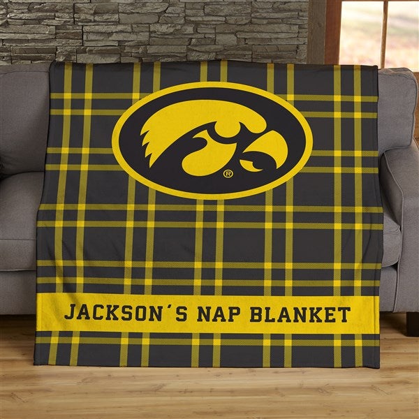 NCAA Plaid Iowa Hawkeyes Personalized Blankets - 45949