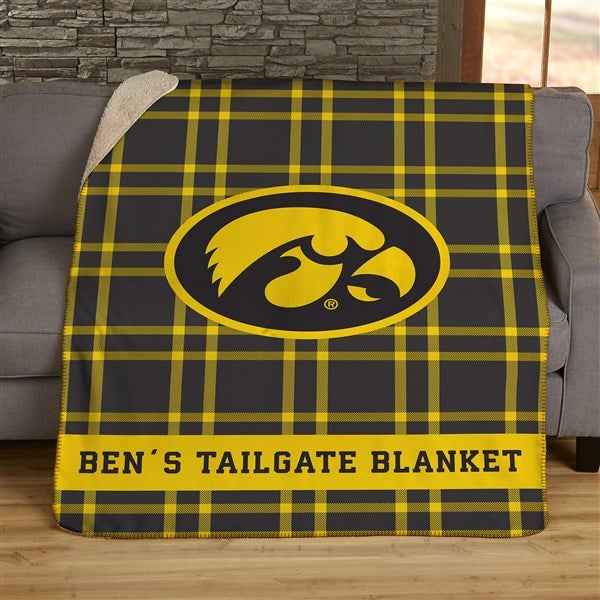 NCAA Plaid Iowa Hawkeyes Personalized Blankets - 45949