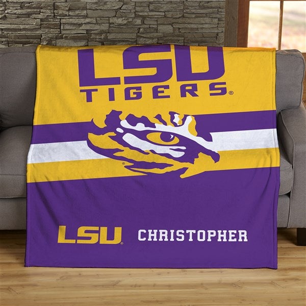 NCAA Stripe Louisiana State University Personalized Blankets - 45963