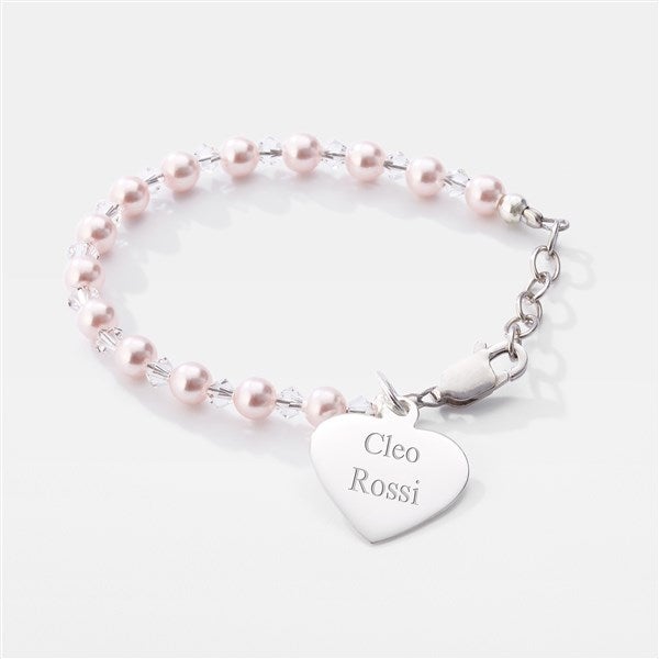 Engraved Pink & Sterling Silver Baby Bracelet