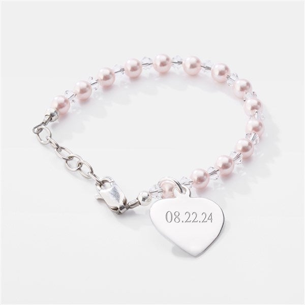 Engraved Pink & Sterling Silver Baby Bracelet