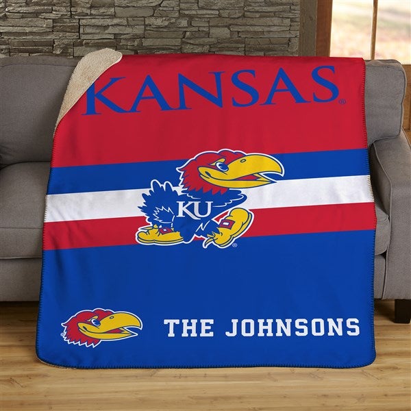 NCAA Stripe Kansas Jayhawks Personalized Blankets - 46008