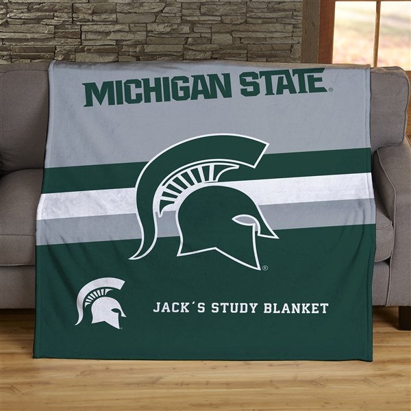 NCAA Stripe Michigan State Spartans Personalized Blankets - 46009