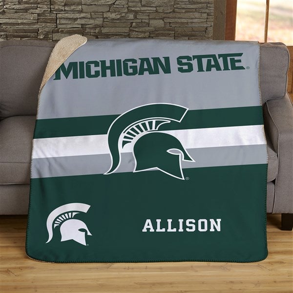 NCAA Stripe Michigan State Spartans Personalized Blankets - 46009
