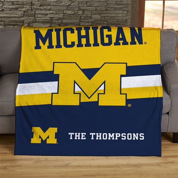 NCAA Stripe Michigan Wolverines Personalized Blankets - 46019