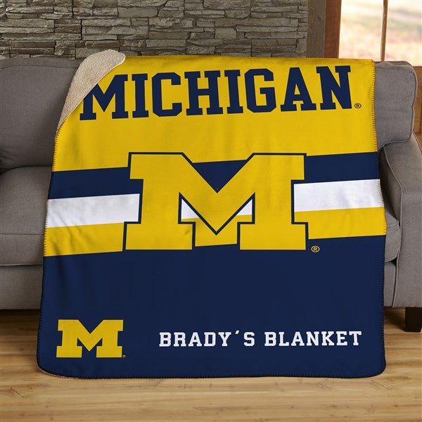 NCAA Stripe Michigan Wolverines Personalized Blankets - 46019