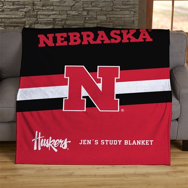 NCAA Stripe Nebraska Cornhuskers Personalized Blankets - 46020