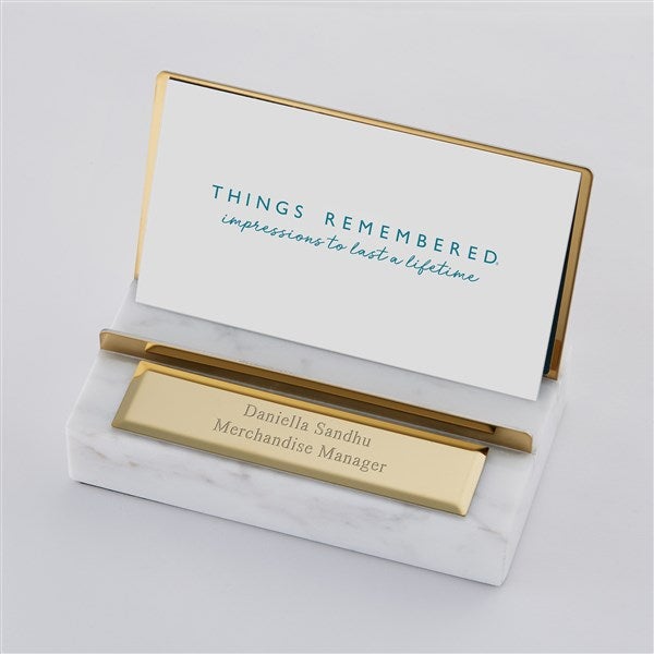 Engraved White Marble Card Holder   - 46048