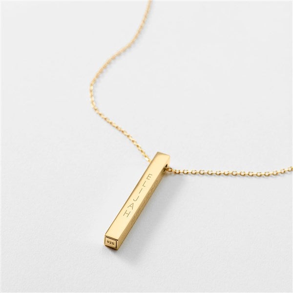Engraved Gold Over Sterling Silver Vertical Cube Necklace   - 46079
