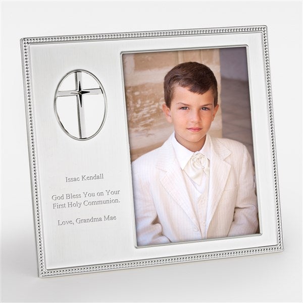 Engraved Beaded Cross Frame - 46097