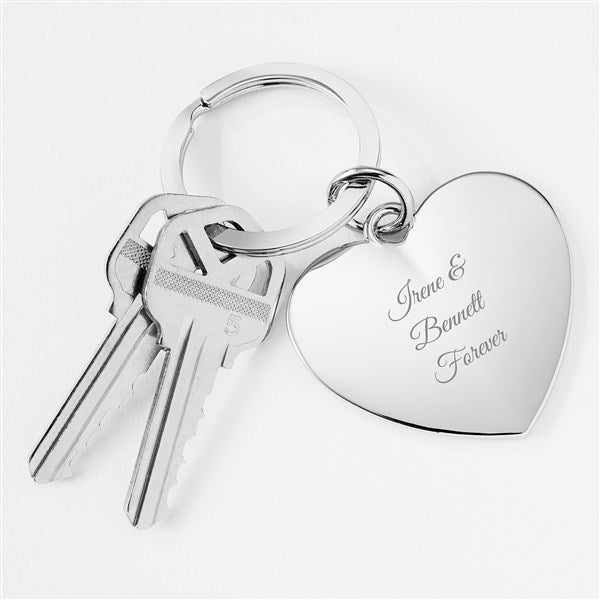 Engraved Classic Silver Heart Keychain