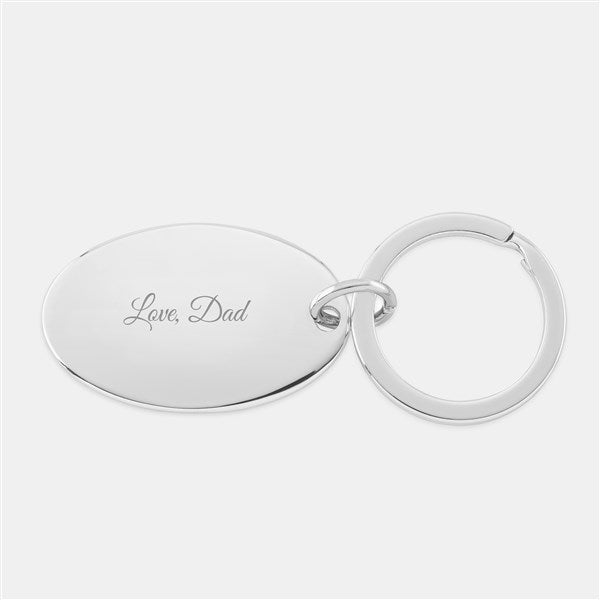 Engraved Silver Oval Keychain
