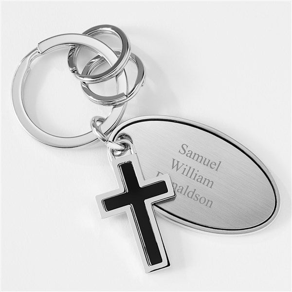Engraved Cross Keychain