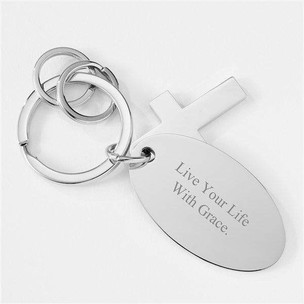 Engraved Cross Keychain