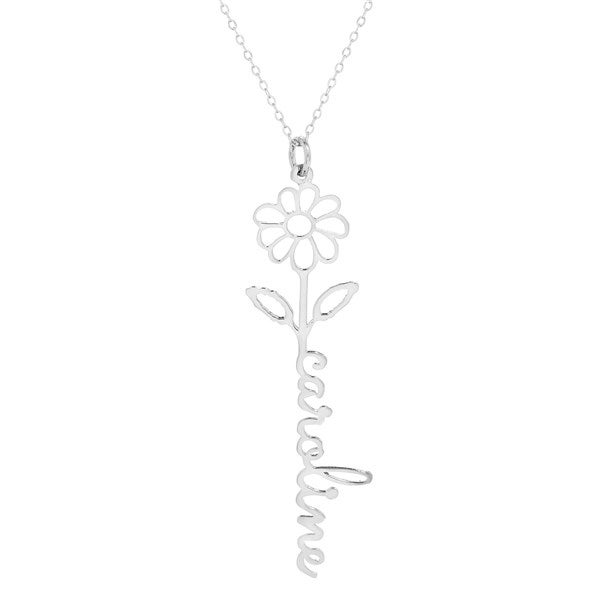 April Daisy Birth Flower Name Necklace - 46148D