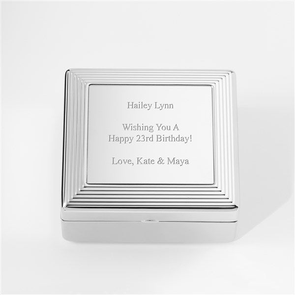 Engraved Silver Stepped Edge Jewelry Box - 46149
