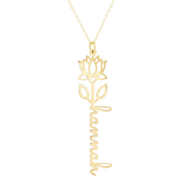 July Lotus Birth Flower Name Necklace  - 46157D