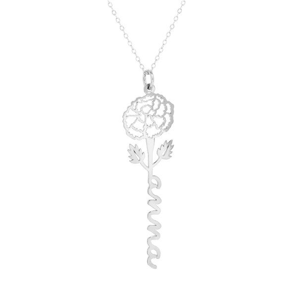 October Marigold Birth Flower Name Necklace  - 46162D