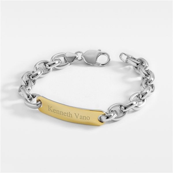 Engraved Sterling Silver Two Tone ID Bracelet