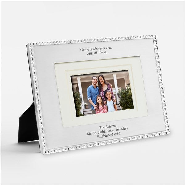 Engraved Silver Beaded 5x7 Picture Horizontal Frame