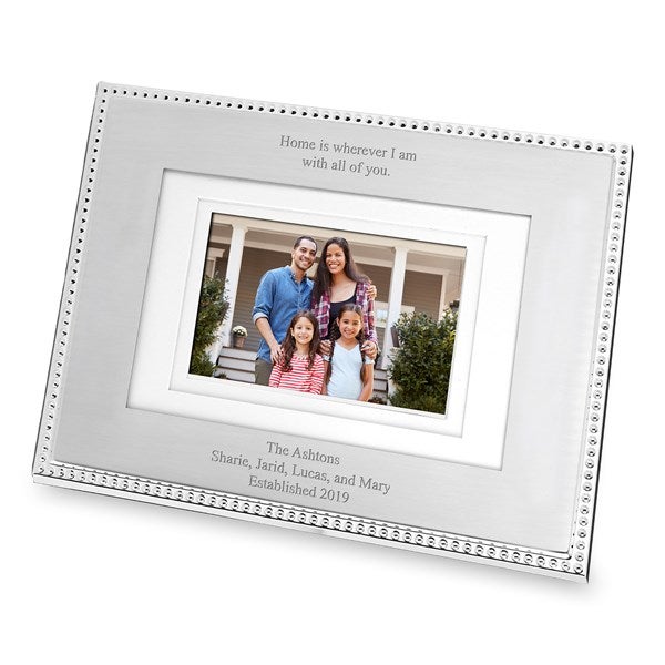Engraved Silver Beaded 5x7 Picture Horizontal Frame