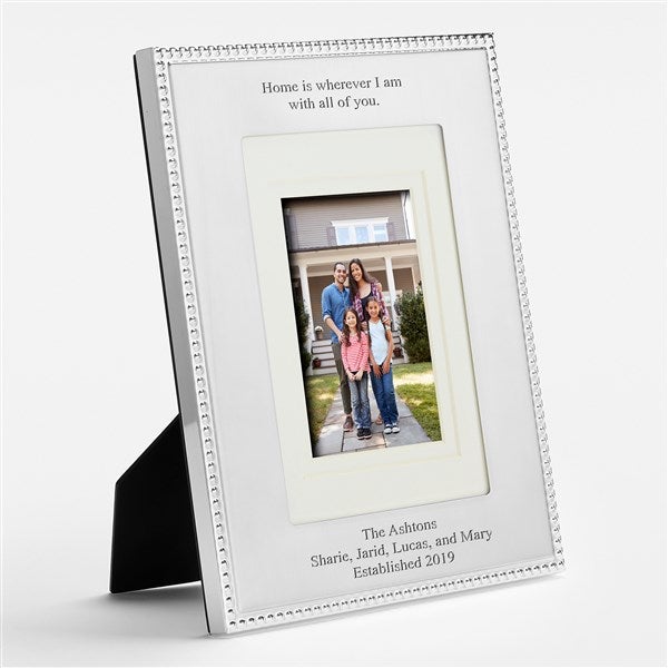 Engraved Silver Beaded 5x7 Picture Horizontal Frame