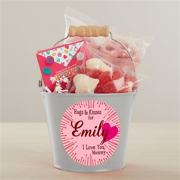 Hugs & Kisses Personalized Treat Bucket with Candy Gift Set  - 46216