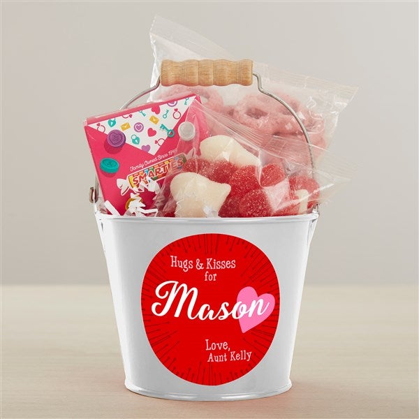 Hugs & Kisses Personalized Treat Bucket with Candy Gift Set  - 46216