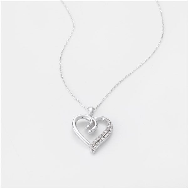 Sterling Silver Diamond Heart Necklace - 46242