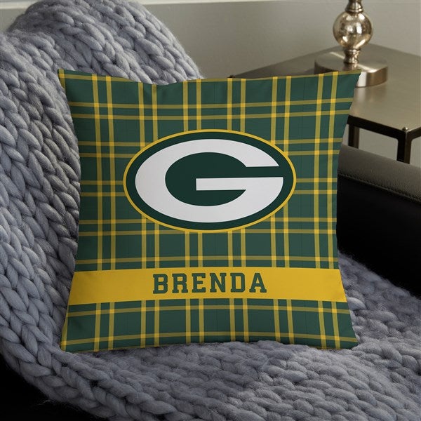 NFL Green Bay Packers Plaid Personalized Throw Pillow - 46315