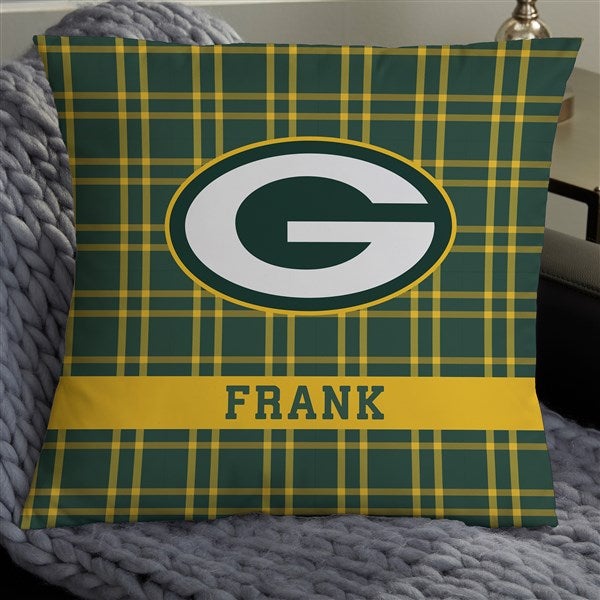 NFL Green Bay Packers Plaid Personalized Throw Pillow - 46315