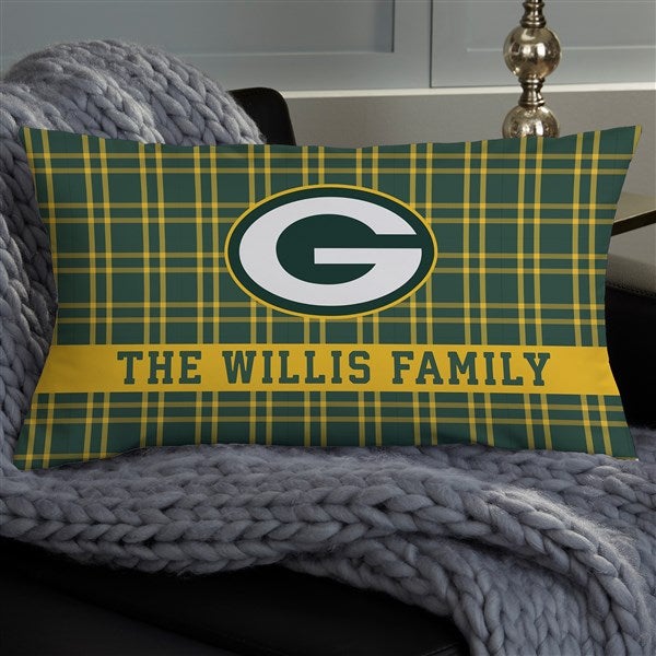 NFL Green Bay Packers Plaid Personalized Throw Pillow - 46315