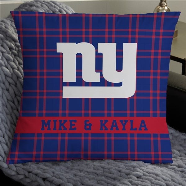 NFL New York Giants Plaid Personalized Throw Pillow - 46319