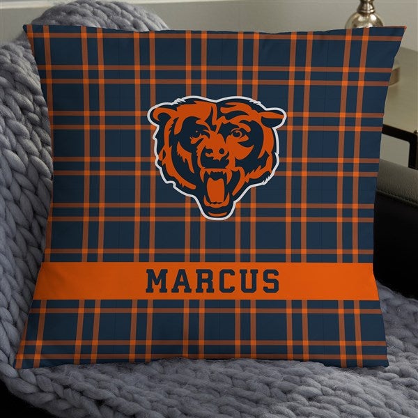 NFL Chicago Bears Plaid Personalized Throw Pillow - 46320