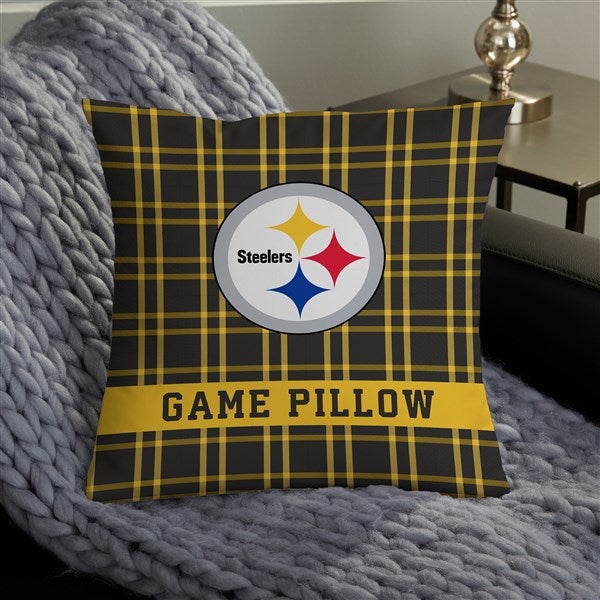 NFL Pittsburgh Steelers Plaid Personalized Throw Pillow - 46331