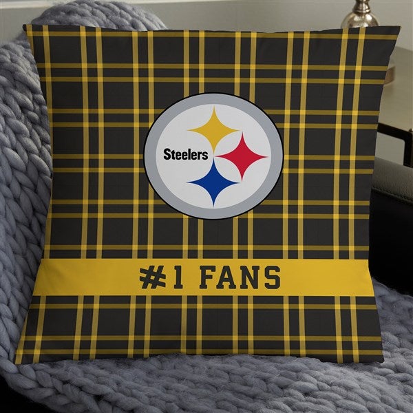 NFL Pittsburgh Steelers Plaid Personalized Throw Pillow - 46331