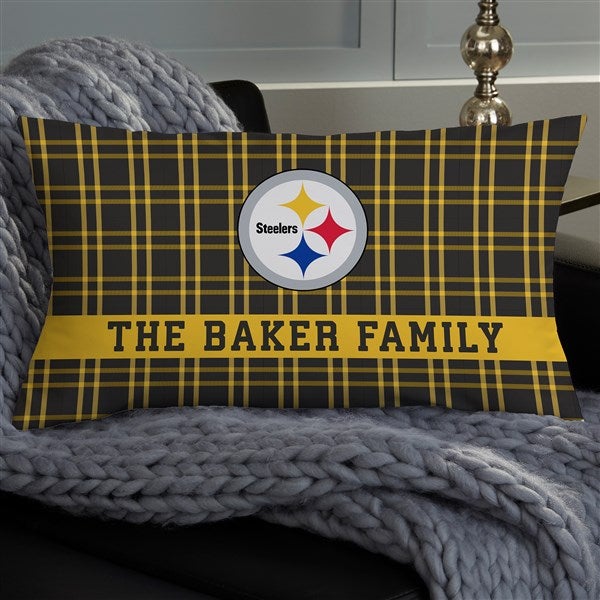 NFL Pittsburgh Steelers Plaid Personalized Throw Pillow - 46331