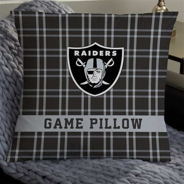 NFL Las Vegas Raiders Plaid Personalized Throw Pillow - 46332
