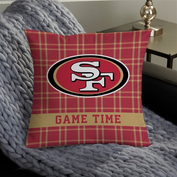 NFL San Francisco 49ers Plaid Personalized Throw Pillow - 46334