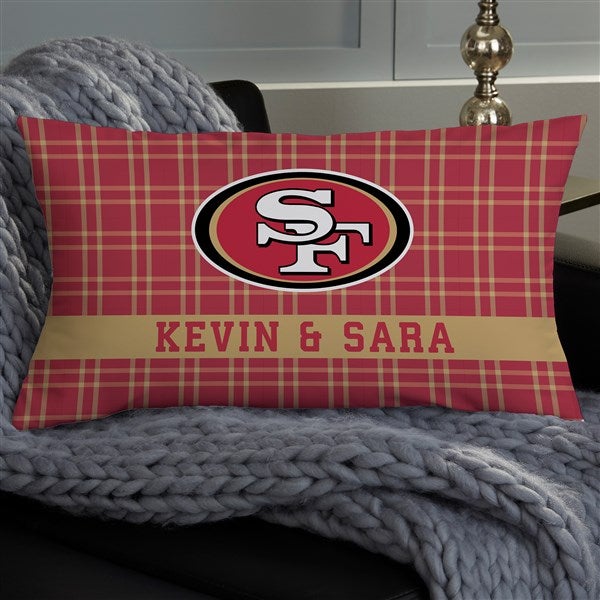 NFL San Francisco 49ers Plaid Personalized Throw Pillow - 46334