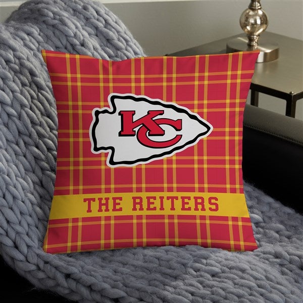 NFL Kansas City Chiefs Plaid Personalized Throw Pillow - 46335